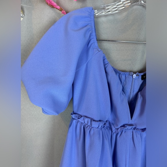 Blue Blush Blue Off the Shoulder Sacred Lotus Romper- Sz Medium - Picture 5 of 10